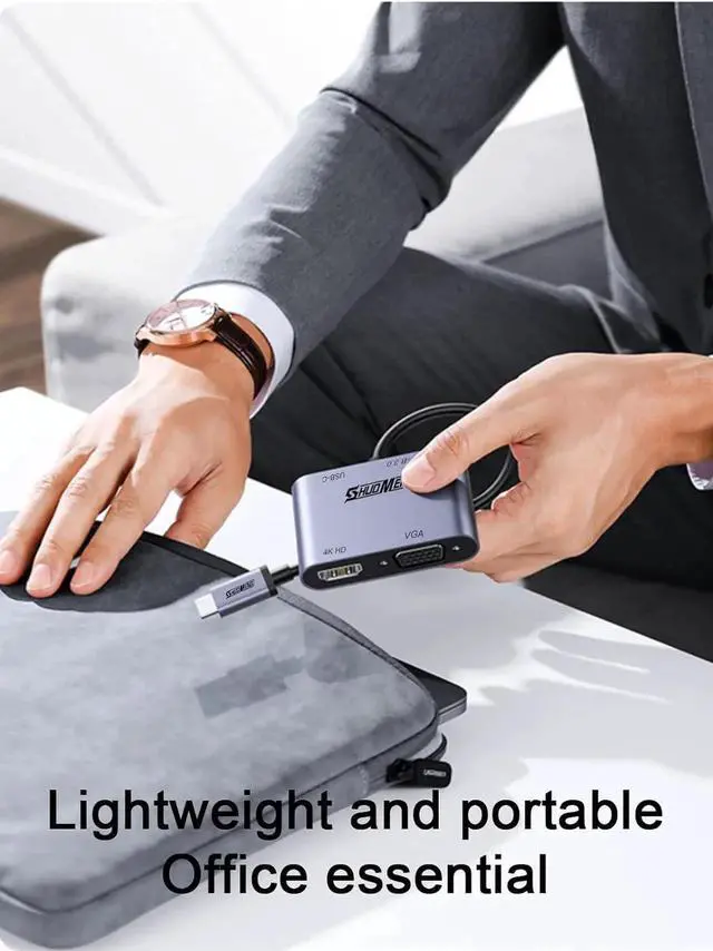 Alt view image 4 of 7 - JAENFONG 5 in 1 USB C Hub Type c to VGA HDMI MultiPort Adapter 4K HDMI VGA 100W PD USB3.0 Port Audio Jack Compatible with Switch/Steam Deck/Rog Ally/iPhone 15 16/MacBook Pro/Air/iPad Pro iMac S23