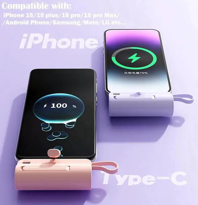 Alt view image 4 of 7 - JAENFONG Mini Power Bank 5500mAh Portable Power Bank Dual USB-C Ports Cell Phone Power Charger LCD LED Display Battery Compatible with iPhone 16/15 plus/15 pro/15 pro Max/Android Phone//Moto/LG etc