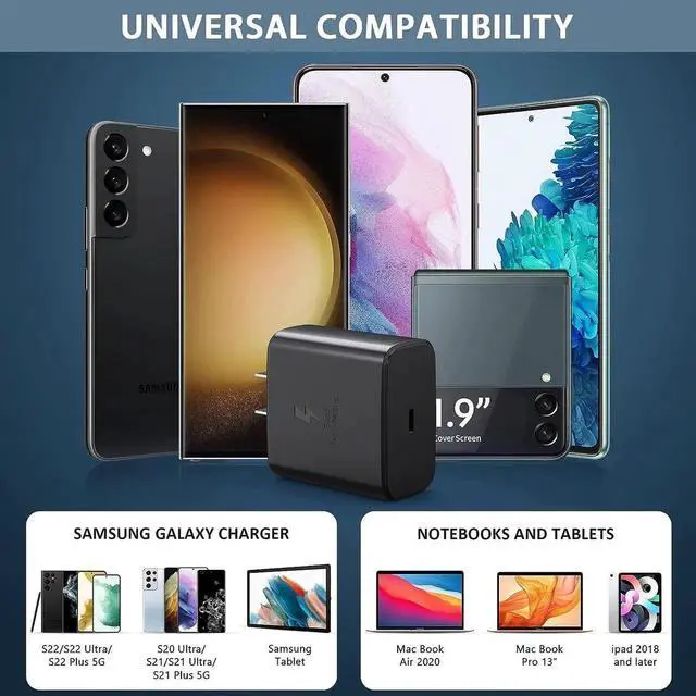 Alt view image 6 of 7 - 2025 New 45W Super Fast Charger USB C Android Phone Charger Fast Charging Replacement for Galaxy S25/S25 Ultra/S25+/S24 Ultra/S24/S24+/S23 Ultra/S23/S22/S20/S21/Note 10 Galaxy Tab 6ft C Cable