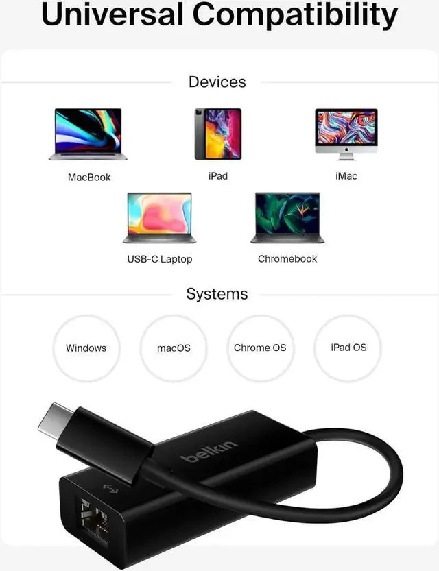 Alt view image 6 of 7 - JAENFONG USB-C to Ethernet Adapter Gigabit Ethernet Port Compatible w/ USB-C Devices USB-C to Ethernet Cable for MacBook Pro & XPS 13 Laptops Ethernet USB-C Hub Ethernet USB-C Adapter - Black