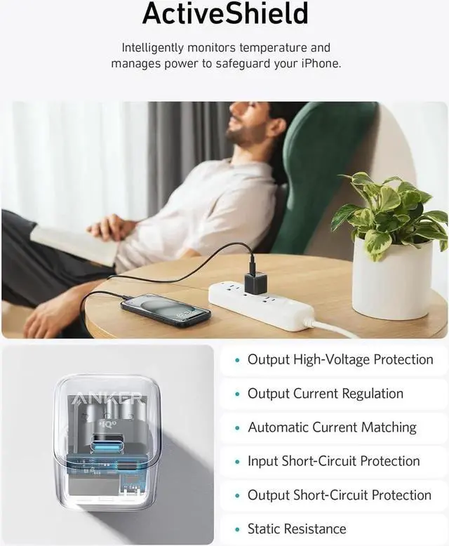 Alt view image 4 of 5 - USB C Charger Block 20W PIQ 3.0 Compact Fast Charging for iPhone 16/15 and More Series Galaxy Pixel 4/3 iPad (2 Pack & 2 Cable)