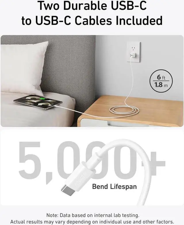 Alt view image 5 of 5 - USB C Charger Block 20W PIQ 3.0 Compact Fast Charging for iPhone 16/15 and More Series Galaxy Pixel 4/3 iPad (2 Pack & 2 Cable)