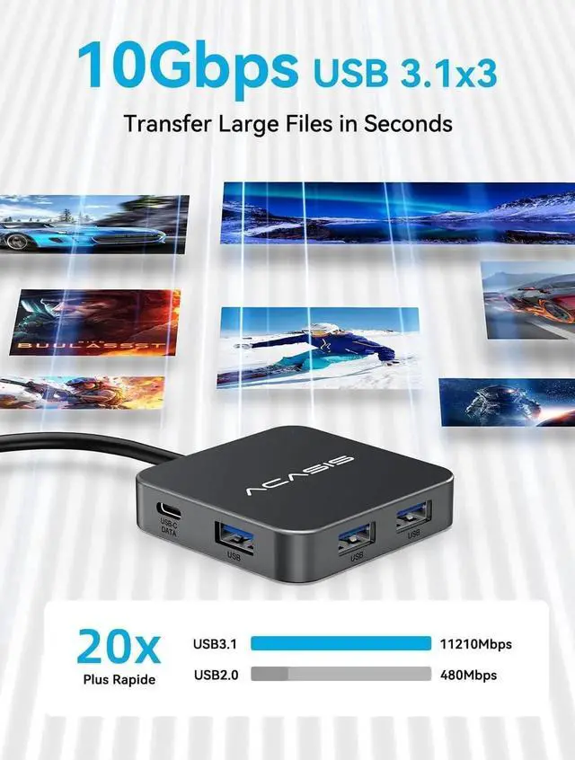 Alt view image 7 of 7 - JAENFONG USB C Hub Long Cable 4FT 10Gbps Multiport Adapter with 4K 60Hz HDMI 100W Power Delivery 3 USB A3.1+1 USB-C 3.1 Data Port USB C to HDMI Adapter for MacBook Surface iPad PRO