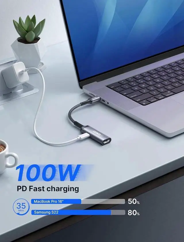 Alt view image 3 of 7 - JAENFONG USB C to HDMI with PD Charger Adapter 2-in-1 Type C to HDMI 4K@30Hz/100W Charging Compatible with iPhone 16 Pro/Pro Max/16/16 Plus/15 Pro Max S24/S23 MacBook Steam Deck ROG Ally