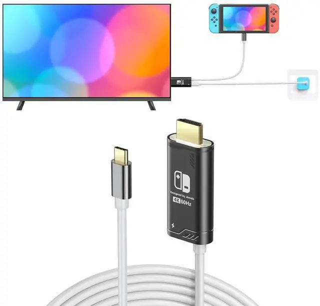 Main image of JAENFONG 4K@60Hz USB C to HDMI Cable Only for Nintendo Switch 2017/OLED/Steam Deck/ROG Ally 2m/6.6FT Portable USB-C to HDMI Cord Replaces Original Switch Dock for TV Screen Mirroring Black