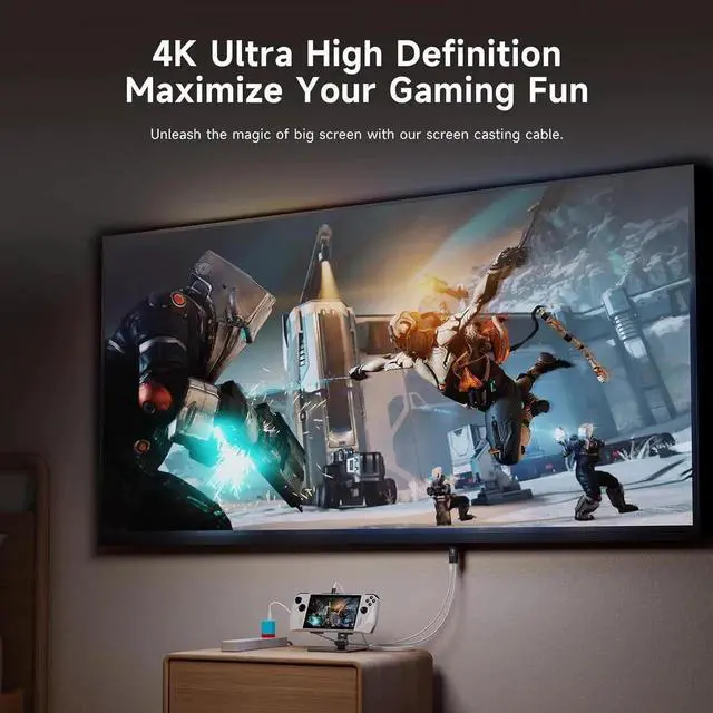 Alt view image 4 of 7 - JAENFONG 4K@60Hz USB C to HDMI Cable Only for Nintendo Switch 2017/OLED/Steam Deck/ROG Ally 2m/6.6FT Portable USB-C to HDMI Cord Replaces Original Switch Dock for TV Screen Mirroring Black