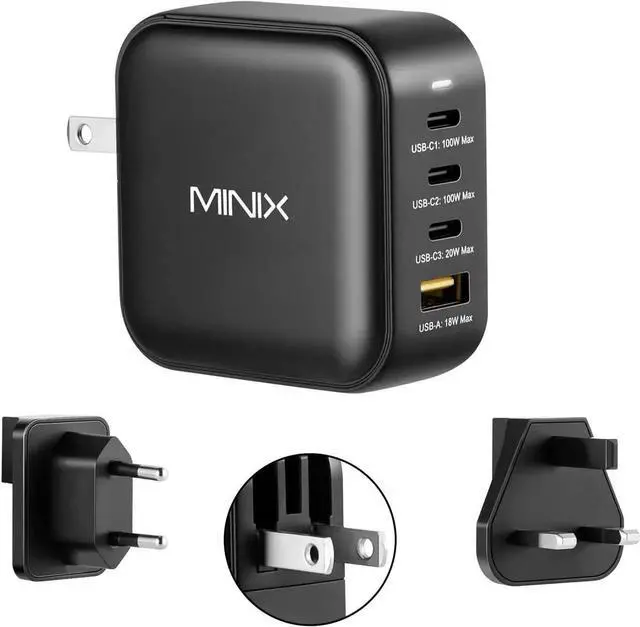 Alt view image 4 of 7 - NEO P3 100W Turbo 4-Ports GaN Wall Charger 3 x USB-C Port Fast Charging Adapter(Max 100W/20W) 1 USB-A (Max 18W). Compatible with MacBook Pro Air iPad Pro iPhone 14 Galaxy S9 and More.
