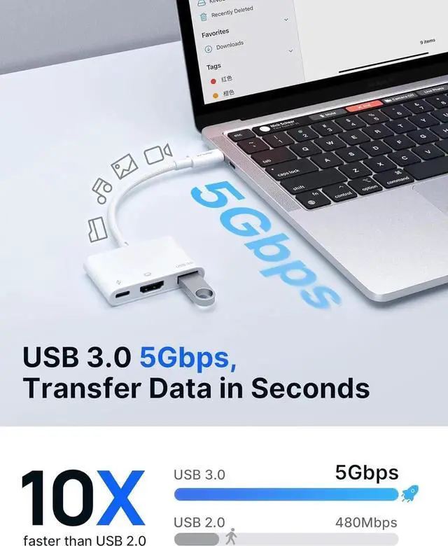 Alt view image 5 of 7 - JAENFONG USB C to HDMI Adapter Digital AV Multiport 4K@30Hz 3-in-1 100W Charging 5Gbps USB A 3.0 Type C Compatible with iPhone 16 Pro/16 Pro Max/16/iPhone 15 Pro Max S24/23 iPad MacBook