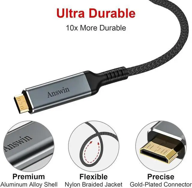 Alt view image 5 of 7 - JAENFONG Mini Displayport to Mini HDMI Cable 4K Unidirectional 6Ft 2K@60Hz Thunderbolt 2 to Mi-ni HDMI Cable for MacBook Surface Pro/Dock to KYY ARZOPA VILVA MNN Portable Monitor (Not HDMI)