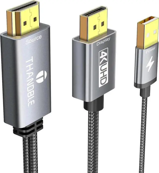 Main image of JAENFONG Active HDMI to DisplayPort Cable 6FT (4K60Hz) Uni-Directional HDMI Source to Display Port Monitor Cable Male to DP Female Compatible PC Graphics Card Laptops PS5