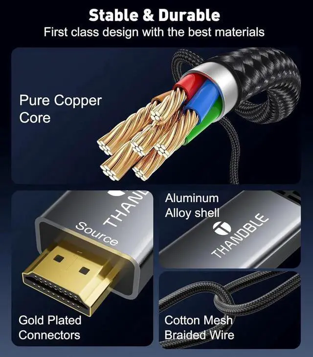 Alt view image 6 of 7 - JAENFONG Active HDMI to DisplayPort Cable 6FT (4K60Hz) Uni-Directional HDMI Source to Display Port Monitor Cable Male to DP Female Compatible PC Graphics Card Laptops PS5