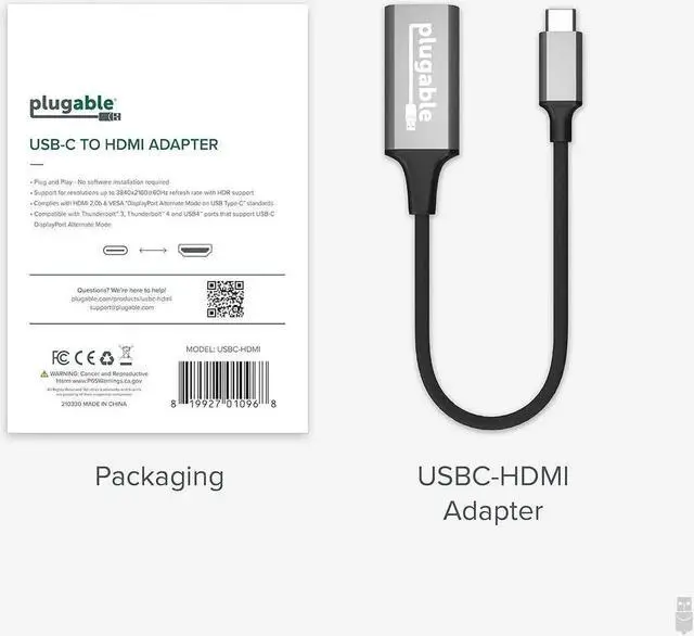 Alt view image 6 of 6 - JAENFONG USB C to HDMI Adapter HDMI 2.0 USB4 / Thunderbolt Adapter for 4K Monitor up to 4K 60Hz (USBC-HDMI) iPhone 15+ iPad Pro MacBook Pro XPS Surface Laptop HP - Driverless