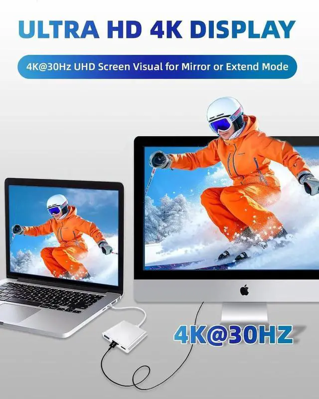 Alt view image 6 of 7 - JAENFONG USB C Hub 4K USB C to HDMI Adapter Multiport AV Converter with 100W PD Output C Port & USBA 3.0 Port Compatible for MacBook Pro/Air iPad Tablets Switch TV Monitor and More