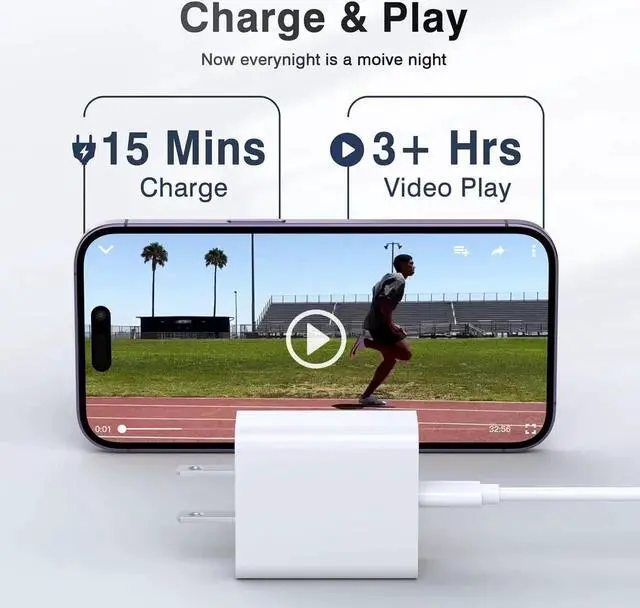 Alt view image 2 of 6 - USB C Wall Charger Block 20W 3-Pack Dual Port PD Power Delivery Fast Type C Charging Block Plug Adapter for iPhone 16/15/14/13/12/11 /Pro Max XS/XR/X iPad Pro Galaxy(White)