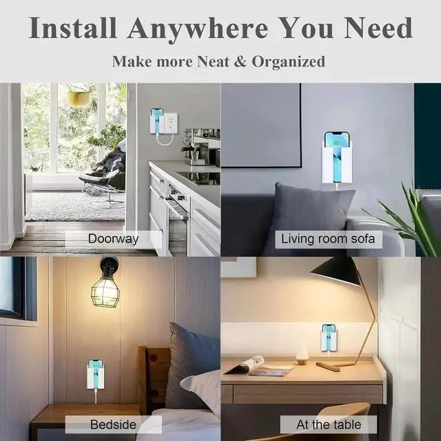 Alt view image 7 of 7 - P2 Wireless Charger Wall Mounted Wireless Phone Charger for Bedside/Desk/Garage/Kitchen 15W Fast Charging Station Works with iPhone 16/15/14/13/12/11/X & Galaxy S25/S24/S23/S22/S21/S20 Series