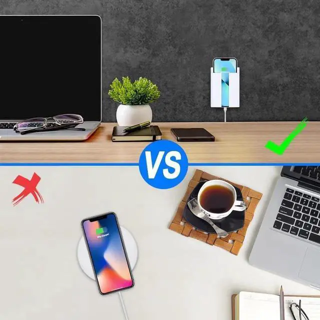 Alt view image 2 of 7 - P2 Wireless Charger Wall Mounted Wireless Phone Charger for Bedside/Desk/Garage/Kitchen 15W Fast Charging Station Works with iPhone 16/15/14/13/12/11/X & Galaxy S25/S24/S23/S22/S21/S20 Series