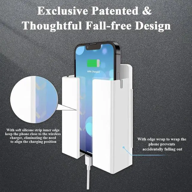 Alt view image 5 of 7 - P2 Wireless Charger Wall Mounted Wireless Phone Charger for Bedside/Desk/Garage/Kitchen 15W Fast Charging Station Works with iPhone 16/15/14/13/12/11/X & Galaxy S25/S24/S23/S22/S21/S20 Series