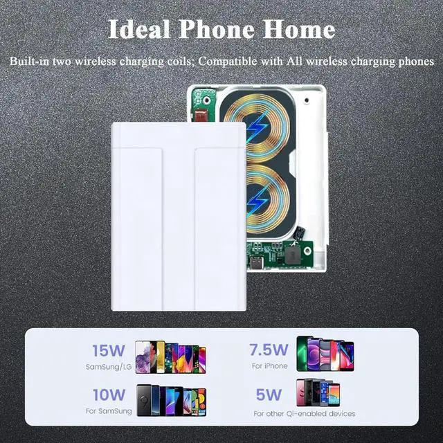 Alt view image 4 of 7 - P2 Wireless Charger Wall Mounted Wireless Phone Charger for Bedside/Desk/Garage/Kitchen 15W Fast Charging Station Works with iPhone 16/15/14/13/12/11/X & Galaxy S25/S24/S23/S22/S21/S20 Series