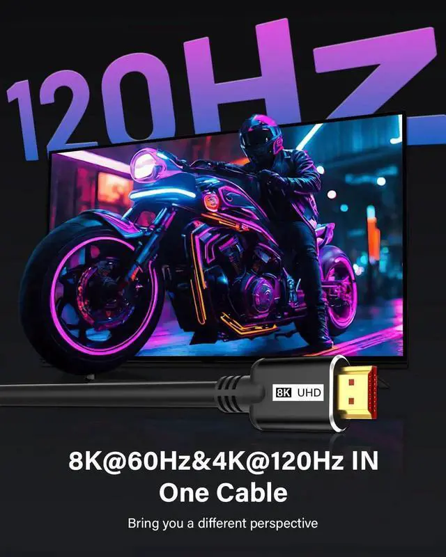 Alt view image 4 of 7 - JAENFONG 8K HDMI Cable 8FT 2Pack High Speed 48Gbps HD Shielded Cord Supports 8K@60Hz 4K@120Hz in-Wall CL3 Rated HDMI 2.1 Cord Compatible with TV/Laptop/PC/HDTV and More