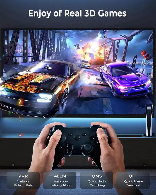 Alt view image 6 of 7 - JAENFONG 8K HDMI Cable 10 ft 2Pack 48Gbps High Speed HDMI 2.1 Cable Braided HDMI Cable 2.1 8K 60Hz 4K 120Hz Support for HDR eARC HDCP 2.2/2.3 HDMI Cord Compatible with HDTV Laptop Monitor PC