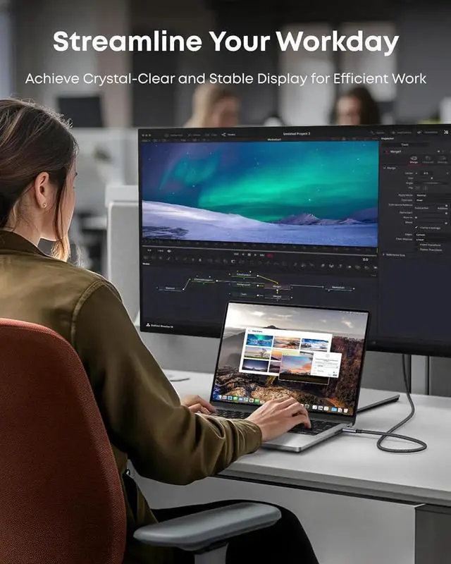 Alt view image 3 of 7 - JAENFONG HDMI Cable 4K@60Hz Ultra-Fast Nylon-Braided USB C to HDMI Cord with Advanced Shielding Thunderbolt 5/4/3 for MacBook iPad iPhone HD TV and More(3FT Black)