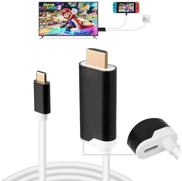 Main image of JAENFONG 2M USB C to HDMI Cable for Nintendo Switch 2 Type-C to HDMI Conversion Cable Replaces for Original Switch 2 Dock Station for TV Projection Screen - (4K 60Hz Output 100W PD Charging Port)