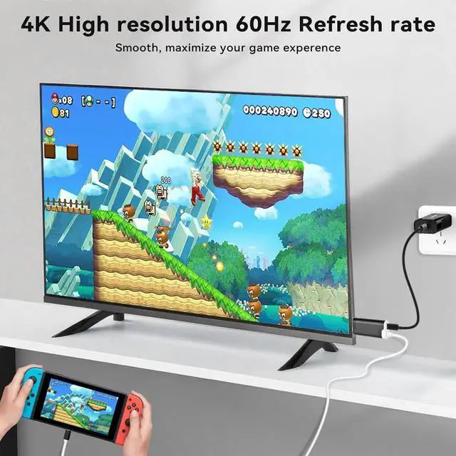 Alt view image 3 of 7 - JAENFONG 2M USB C to HDMI Cable for Nintendo Switch 2 Type-C to HDMI Conversion Cable Replaces for Original Switch 2 Dock Station for TV Projection Screen - (4K 60Hz Output 100W PD Charging Port)