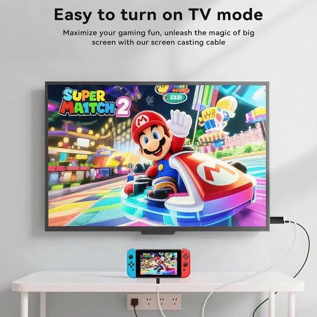 Alt view image 7 of 7 - JAENFONG 2M USB C to HDMI Cable for Nintendo Switch 2 Type-C to HDMI Conversion Cable Replaces for Original Switch 2 Dock Station for TV Projection Screen - (4K 60Hz Output 100W PD Charging Port)