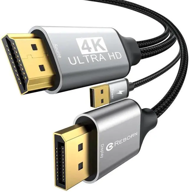 Main image of JAENFONG Active HDMI to DisplayPort Cable (4K 60Hz 1080p@120Hz) 6FT Uni-Directional HDMI Source to DP Monitor Adapter Display Port Cord Compatible with PC Laptop AMD NVIDIA PS5 Xbox