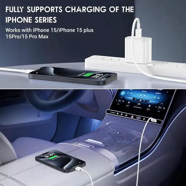 Alt view image 5 of 6 - 4 Pack USB C Fast Charging Cable 10 FT for iPhone 16 15/16 15 Pro/16 15 Pro max/16 15 Plus USB A to USB C Car Carplay Cord Compatible Galaxy S25 S24 i Pad Pro 12.9/11 Air 5th/4th Gen