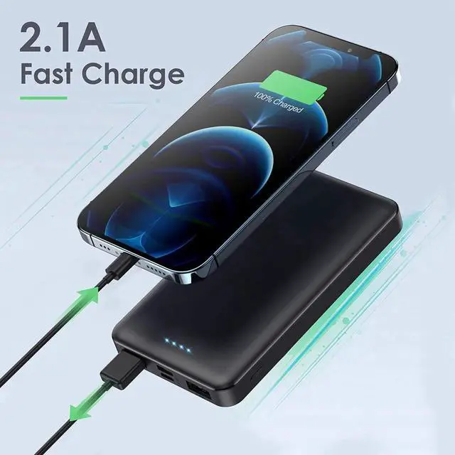 Alt view image 6 of 7 - [2 Pack]Portable Charger Power Bank 10000mAh Ultra Slim Portable Phone Charger with USB C Input & 2 Output Backup Charging External Battery Pack Compatible with iPhone 16/15/14/13/12 Android Phone etc