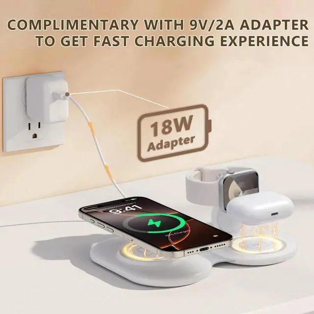 Alt view image 4 of 6 - 2025 Traveling Portable Wireless Mag-Safe Fast Charging Station Magnetic 3 in 1 Charger for iPhone 16 15 14 13 12 Pro Max Plus Watch Series & Air pods 4 3 2 Pro-Gifts for Family