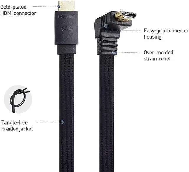 Alt view image 5 of 7 - JAENFONG 90-Degree Flat 48Gbps Ultra HD 8K HDMI Cable 6 ft with 8K @60Hz 4K @120Hz and HDR Support for PS5 Xbox Series X/S RTX3080 / 3090 RX 6800/6900 TV and More - 6 Feet