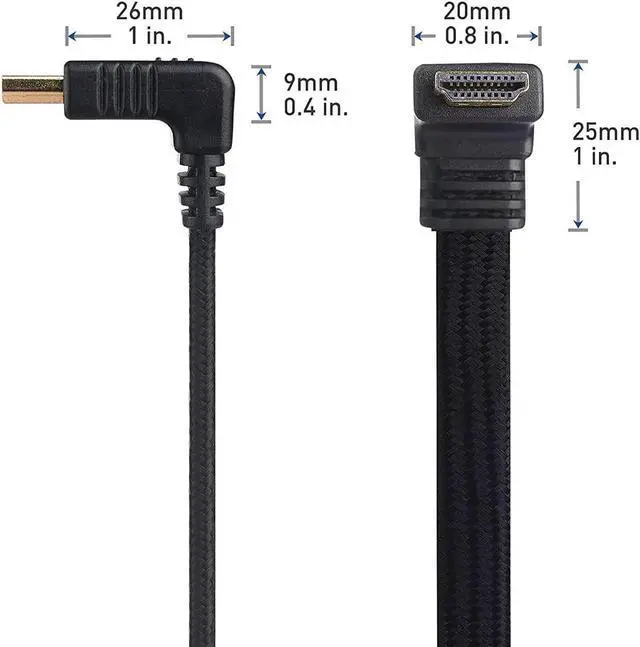 Alt view image 2 of 7 - JAENFONG 90-Degree Flat 48Gbps Ultra HD 8K HDMI Cable 6 ft with 8K @60Hz 4K @120Hz and HDR Support for PS5 Xbox Series X/S RTX3080 / 3090 RX 6800/6900 TV and More - 6 Feet