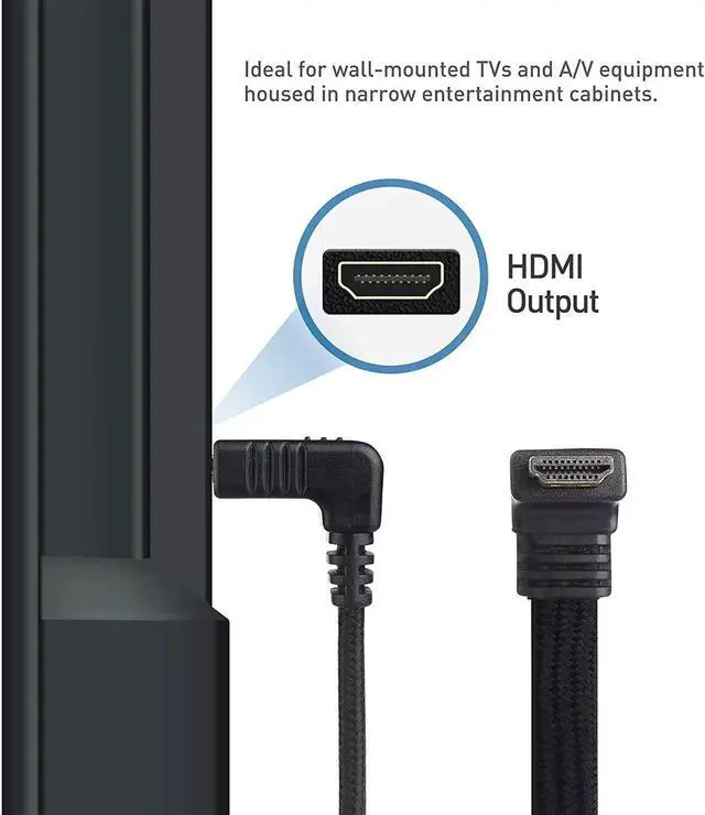 Alt view image 3 of 7 - JAENFONG 90-Degree Flat 48Gbps Ultra HD 8K HDMI Cable 6 ft with 8K @60Hz 4K @120Hz and HDR Support for PS5 Xbox Series X/S RTX3080 / 3090 RX 6800/6900 TV and More - 6 Feet