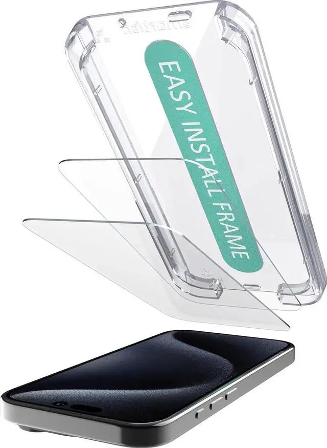 Main image of ? iPhone 16e Screen Protectors - Tuff Sheet - 2-Pack Tempered Glass Easy Install Frame [Scratch Resistant] Case-Friendly For iPhone 16e / 14/13 / 13 Pro - Clear 2-Pack