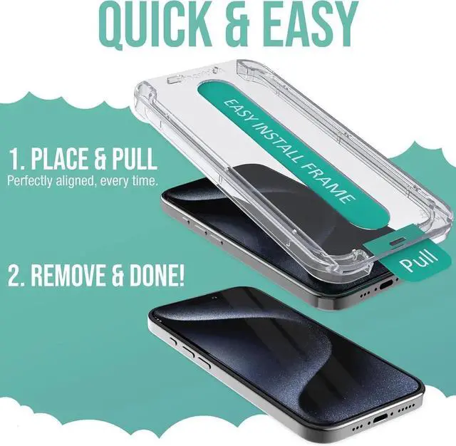 Alt view image 2 of 6 - ? iPhone 16e Screen Protectors - Tuff Sheet - 2-Pack Tempered Glass Easy Install Frame [Scratch Resistant] Case-Friendly For iPhone 16e / 14/13 / 13 Pro - Clear 2-Pack