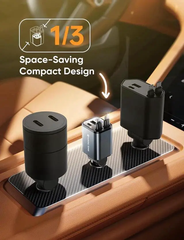 Alt view image 7 of 7 - 30W Retractable Car Charger 4 in 1 Fast Charging Adapter with Type-C & USB C Port 31.5 inch Retractable Cables Compatible with iPhone Android Galaxy