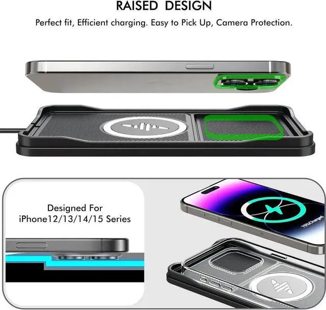 Alt view image 7 of 7 - Wireless Car Charger Car Wireless Chargers Charging pad Non Slip 15w Fast Charger for Car Wireless Phone Charger for iPhone 16/15/14/13/12 Pro Max S23 S22 S20 for Android 30cm Cable