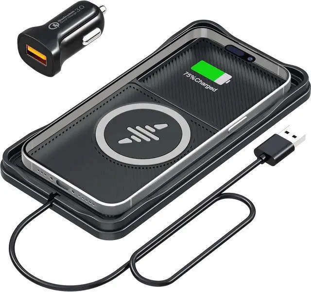 Main image of Wireless Car Charger Car Wireless Chargers Charging pad Non Slip 15w Fast Charger for Car Wireless Phone Charger for iPhone 16/15/14/13/12 Pro Max S23 S22 S20 for Android 30cm Cable