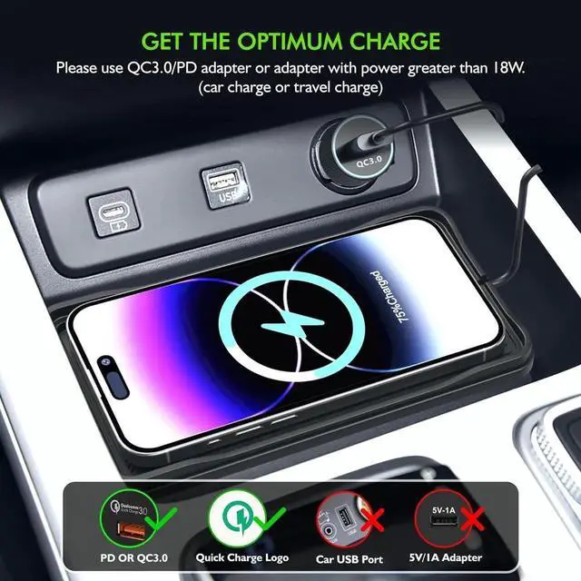 Alt view image 4 of 7 - Wireless Car Charger Car Wireless Chargers Charging pad Non Slip 15w Fast Charger for Car Wireless Phone Charger for iPhone 16/15/14/13/12 Pro Max S23 S22 S20 for Android 30cm Cable