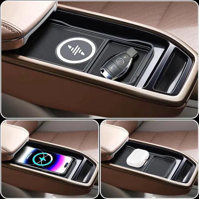 Alt view image 2 of 7 - Wireless Car Charger Car Wireless Chargers Charging pad Non Slip 15w Fast Charger for Car Wireless Phone Charger for iPhone 16/15/14/13/12 Pro Max S23 S22 S20 for Android 30cm Cable