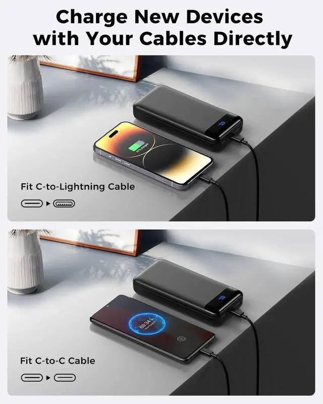 Alt view image 3 of 7 - JAENFONG Portable Charger Power Bank 40000mAh Powerbank PD 30W and QC 4.0 Fast Charging External Battery Pack with USB-C LED 3 Outputs & 2 Inputs Portable Charging for iPhone 15 14 13 pro