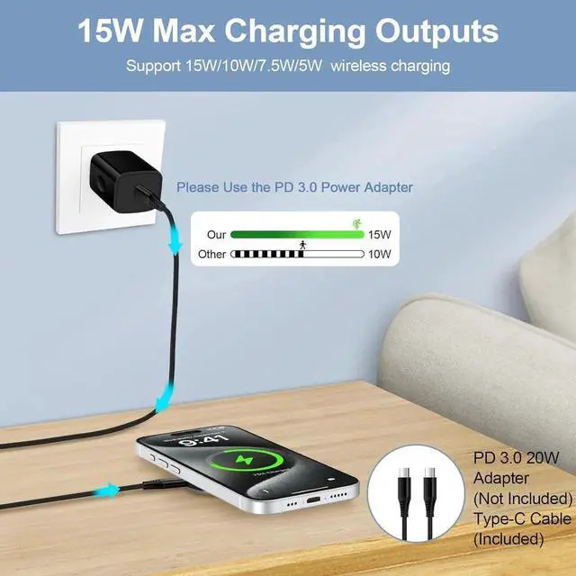 Alt view image 5 of 7 - S25 Ultra Wireless Charger Fast Charging Pad Magnetic Charger for Galaxy S25 Plus/S24 Ultra/S23/S22/S21/S20/S10 2Pack 15W Wireless Fast Charger Stand for iPhone 16 Pro Max/15/14/13/12