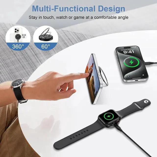 Alt view image 6 of 7 - S25 Ultra Wireless Charger Fast Charging Pad Magnetic Charger for Galaxy S25 Plus/S24 Ultra/S23/S22/S21/S20/S10 2Pack 15W Wireless Fast Charger Stand for iPhone 16 Pro Max/15/14/13/12