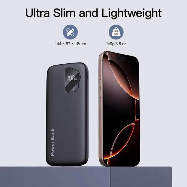 Alt view image 2 of 7 - JAENFONG 2025 Portable Charger(2pack in 1box) with Built in Cables 12800mAh Travel Essential Battery Pack 4 Outputs 2 Inputs Slim Power Bank with Cord Wires Compatible with iPhone Android