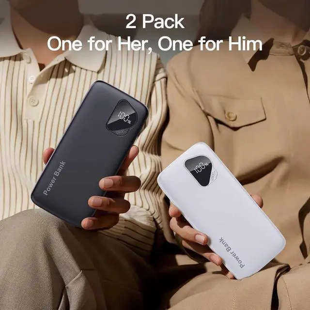 Alt view image 5 of 7 - JAENFONG 2025 Portable Charger(2pack in 1box) with Built in Cables 12800mAh Travel Essential Battery Pack 4 Outputs 2 Inputs Slim Power Bank with Cord Wires Compatible with iPhone Android