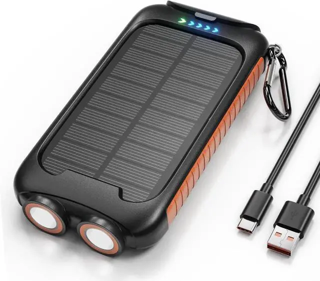 Main image of JAENFONG Solar Charger Power Bank 38800mAh Portable Phone Charger with 1 Type-C & 2 USB-A Ports Built-in Dual LED Flashlight 15W Fast Charging Waterproof Solar Panel Charger