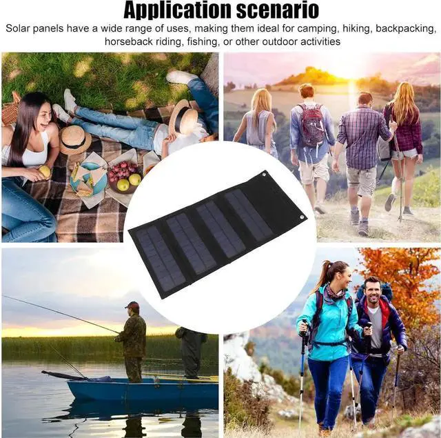Alt view image 6 of 7 - JAENFONG 1PCS 40W Foldable Solar Panel Charger Low Light Solar Panel High Conversion Efficiency for Backpacking for Camping Portable Solar Panel Kit(Black)