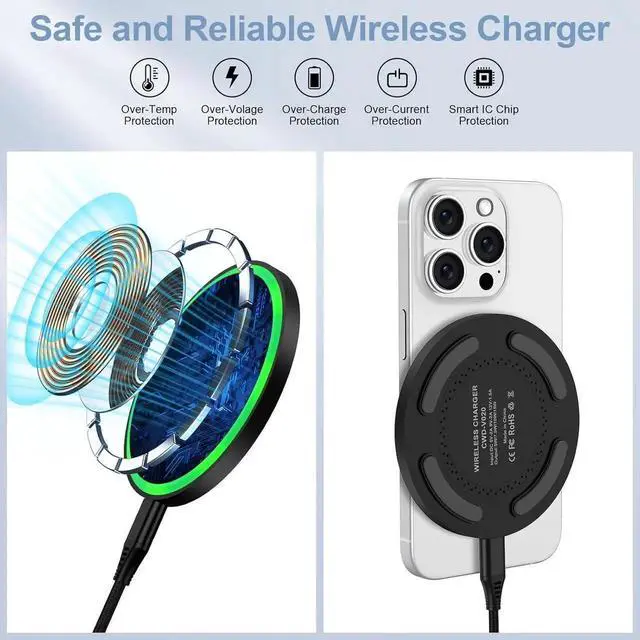 Alt view image 6 of 7 - Fast Wireless Phone Charger for Motorola Razr 2024/Edge 2024/G Power 2025/2024/G Stylus 5G 2Pack 15W Android Wireless Charger Station Fast Charging Pad for S25 Ultra/Z Fold 6/5/S24/S23/S22/S21